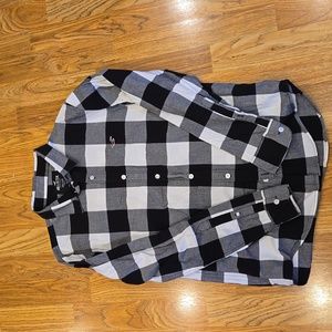 Men's small Hollister black and white buffalo pattern button down shirt